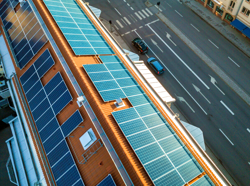 solar pro top view of blue solar photo voltaic panels system