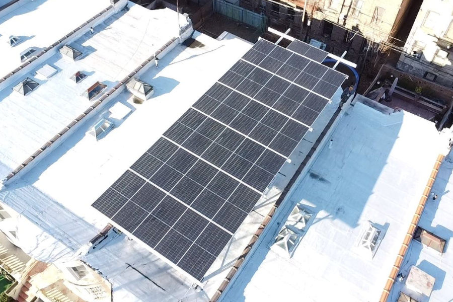 solar panel in Brooklyn with sunny weather