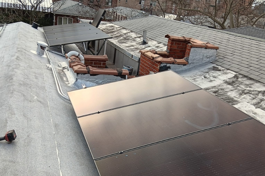 solar panels built around structures in new york