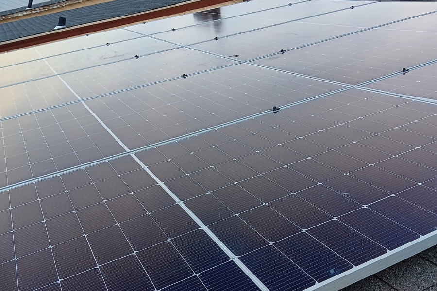 solar panels on top of a home roof