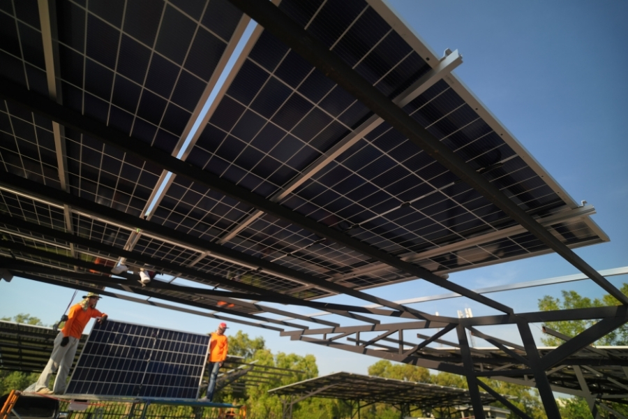 commercial bifacial solar panel installation