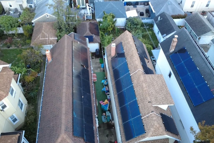 rooftop garage solar panel install